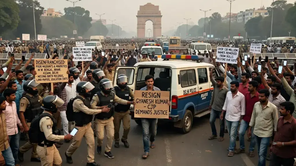 Delhi Crackdown Halts Protest Over Disputed Indian Voter Rolls